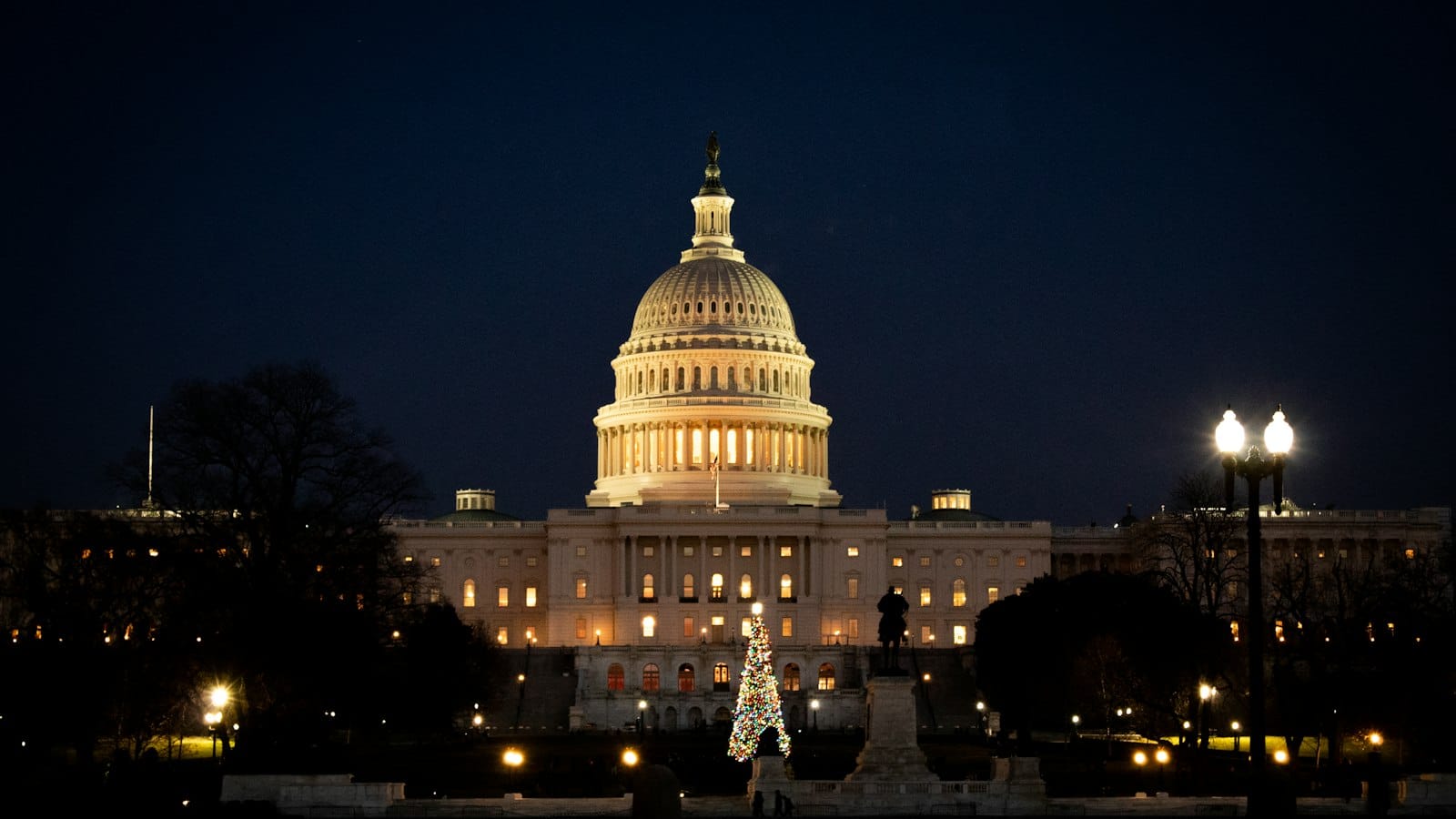 The US Capitol in Washington, DC, lit up at night